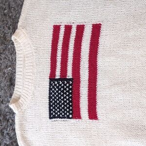 moon & madison Cream Sweater with Flag Design